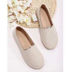 Round Toe Linen Espadrille Flats